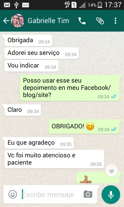 Depoimento de professora no WhatsApp